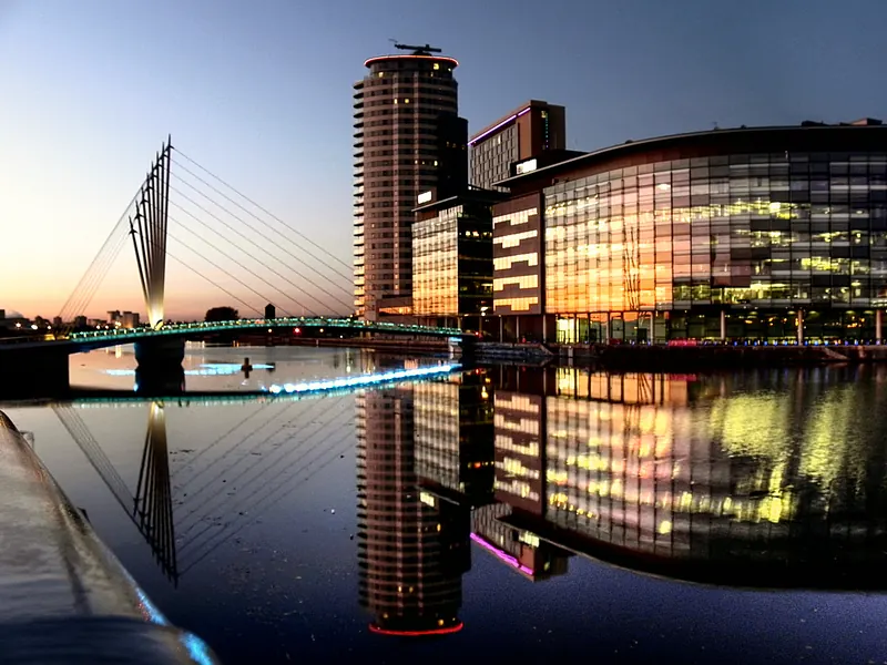 MediaCityUK footbridge and BBC offices in Salford