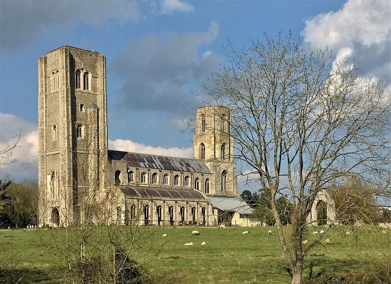 Wymondham Abbey seen from the meadow